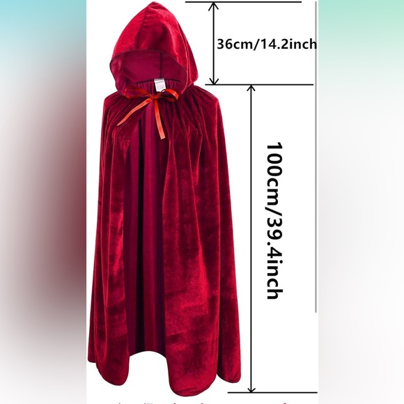 Red Hooded Cloak/Cape - Picture 2 of 7